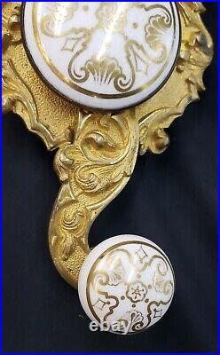 Very Rare Antique White & Gold Porcelain with Solid Brass Servant Bell Pull GA9379