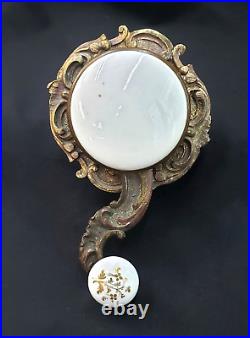 Very Rare Antique White & Gold Porcelain with Solid Brass Servant Bell Pull GA9380