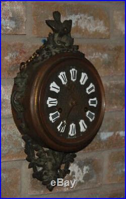 Very Rare Antique (c 1889) NEW HAVEN Chatelaine Hanging Brass Wall Clock Runs