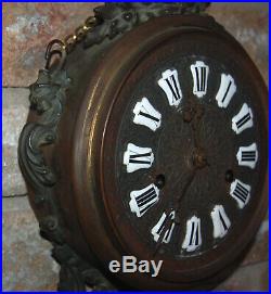 Very Rare Antique (c 1889) NEW HAVEN Chatelaine Hanging Brass Wall Clock Runs