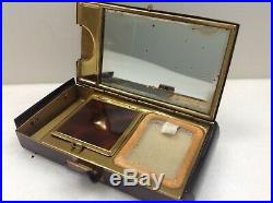 Very Rare Art Deco French Vanity Case Compact with Mirror Enamel Brass Bakelite