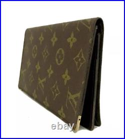 Very Rare Authentic Louis Vuitton Brass Tips Version Monogram Long Wallet LV