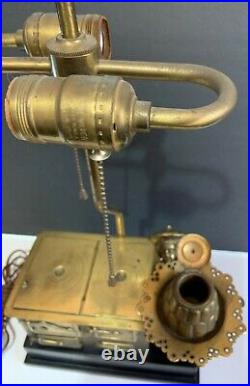 Very Rare Baker & Oven Brass Lamp withCigar Cutter, Cigar Holder & Match Safe