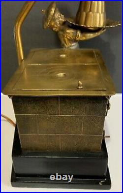 Very Rare Baker & Oven Brass Lamp withCigar Cutter, Cigar Holder & Match Safe