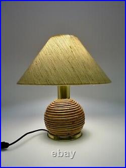 Very Rare Beautiful MID Century Bamboo & Brass Design Desk Lamp Italy 1960