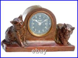 Very Rare & Beautiful Mechanical Antique Jaeger Brass table Swiss desk clock