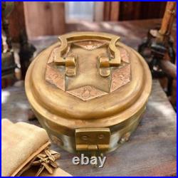 Very Rare Beautifully Engraved Pure Brass Storage Multipurpose Box With Lock