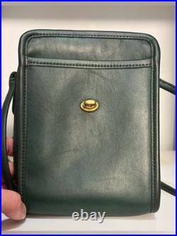 Very Rare Bottle Green Vintage Coach Scooter Sidepack Bag (#9893) Brass Hardware