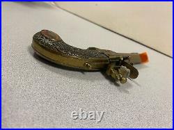 Very Rare Brass Flintlock Pistol Deringer Replica Non-Firing Antique Showpiece