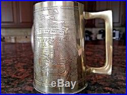Very Rare Brass Trench Art Tankard withmap and events of WW II N. Africa Campaign