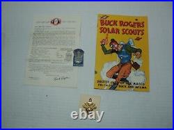 Very Rare Buck Rogers Solar Scouts Book Commanders Badge & Solar Scout Pin Badge