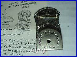 Very Rare Buck Rogers Solar Scouts Book Commanders Badge & Solar Scout Pin Badge