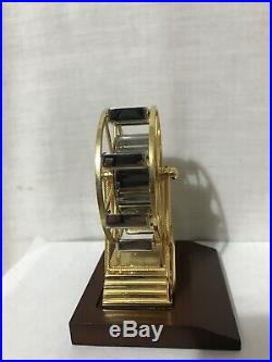 Very Rare Bulova Ferris Wheel Brass Miniature Clock B0431 Walnut Base