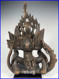 Very Rare Burma Burmese Carved Wood Flying Garuda Eating Naga ca. 19th century