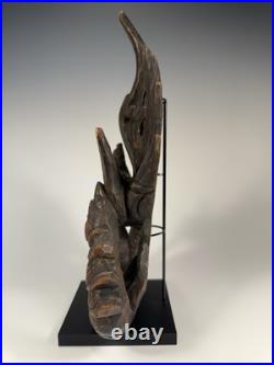 Very Rare Burma Burmese Carved Wood Flying Garuda Eating Naga ca. 19th century