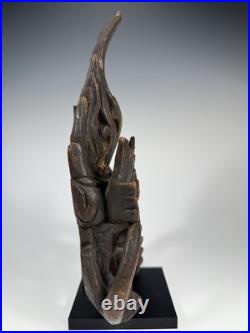 Very Rare Burma Burmese Carved Wood Flying Garuda Eating Naga ca. 19th century