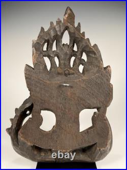 Very Rare Burma Burmese Carved Wood Flying Garuda Eating Naga ca. 19th century