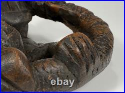 Very Rare Burma Burmese Carved Wood Flying Garuda Eating Naga ca. 19th century