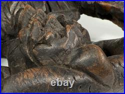 Very Rare Burma Burmese Carved Wood Flying Garuda Eating Naga ca. 19th century