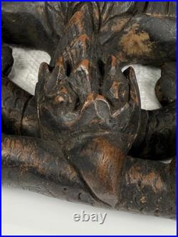Very Rare Burma Burmese Carved Wood Flying Garuda Eating Naga ca. 19th century