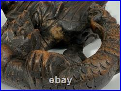 Very Rare Burma Burmese Carved Wood Flying Garuda Eating Naga ca. 19th century