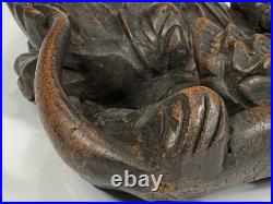 Very Rare Burma Burmese Carved Wood Flying Garuda Eating Naga ca. 19th century