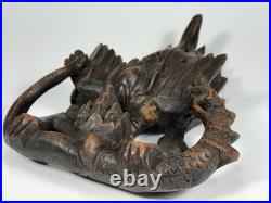 Very Rare Burma Burmese Carved Wood Flying Garuda Eating Naga ca. 19th century