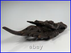 Very Rare Burma Burmese Carved Wood Flying Garuda Eating Naga ca. 19th century