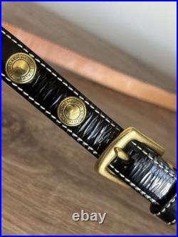 Very Rare COACH Leather Belt, Patent, And Brass Tone Detail With Medallions