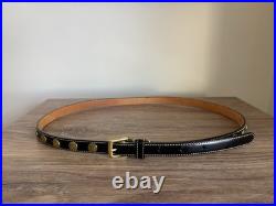Very Rare COACH Leather Belt, Patent, And Brass Tone Detail With Medallions