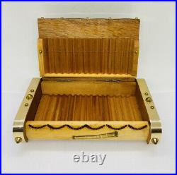 Very Rare Cannes Scara Wooden Cigarettes Box Cigarillos Spike Brass Design 20