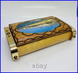 Very Rare Cannes Scara Wooden Cigarettes Box Cigarillos Spike Brass Design 20