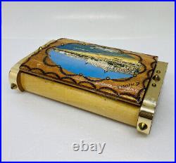 Very Rare Cannes Scara Wooden Cigarettes Box Cigarillos Spike Brass Design 20