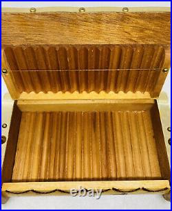 Very Rare Cannes Scara Wooden Cigarettes Box Cigarillos Spike Brass Design 20