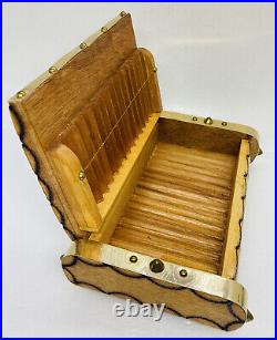 Very Rare Cannes Scara Wooden Cigarettes Box Cigarillos Spike Brass Design 20