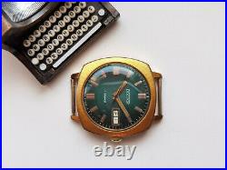 Very Rare Collectible USSR WATCH VOSTOK 2428 GREEN TWO CALENDAR SERVICED