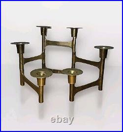 Very Rare Danish Modern Solid Brass Candle Holder For 6 Candles