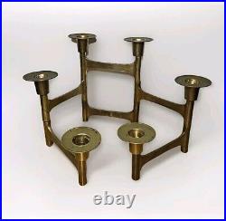 Very Rare Danish Modern Solid Brass Candle Holder For 6 Candles