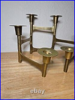 Very Rare Danish Modern Solid Brass Candle Holder For 6 Candles