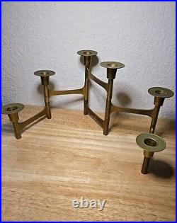 Very Rare Danish Modern Solid Brass Candle Holder For 6 Candles