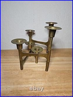 Very Rare Danish Modern Solid Brass Candle Holder For 6 Candles