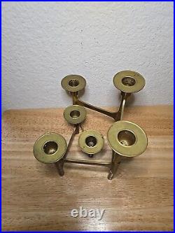 Very Rare Danish Modern Solid Brass Candle Holder For 6 Candles