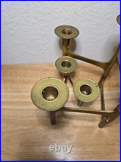 Very Rare Danish Modern Solid Brass Candle Holder For 6 Candles