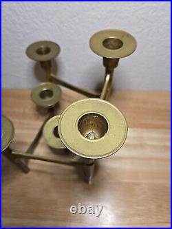 Very Rare Danish Modern Solid Brass Candle Holder For 6 Candles