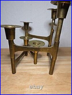 Very Rare Danish Modern Solid Brass Candle Holder For 6 Candles