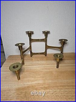 Very Rare Danish Modern Solid Brass Candle Holder For 6 Candles