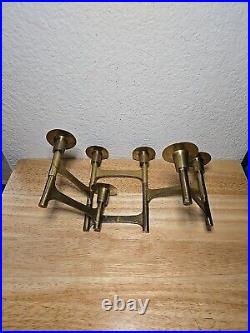 Very Rare Danish Modern Solid Brass Candle Holder For 6 Candles