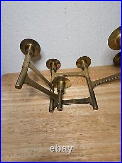 Very Rare Danish Modern Solid Brass Candle Holder For 6 Candles