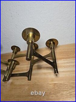 Very Rare Danish Modern Solid Brass Candle Holder For 6 Candles