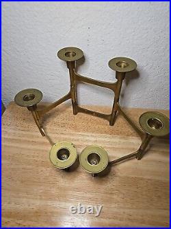 Very Rare Danish Modern Solid Brass Candle Holder For 6 Candles